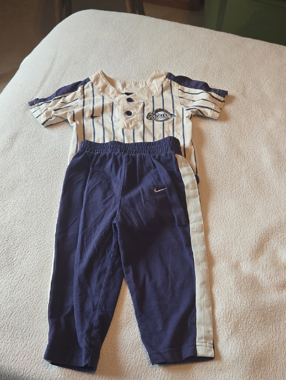Nike Milwaukee Brewer Navy and Cream Infant Baseball Two-Piece Set